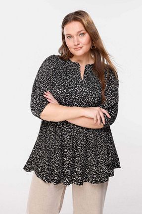 بلوز سایز بزرگ مشکی زنانه اورسایز Sarı Etiket - کد 923729154