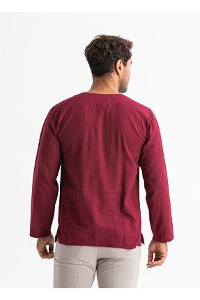 تیشرت سایز بزرگ زرشکی مردانه رگولار Eliş Şile Bezi - کد 375687812