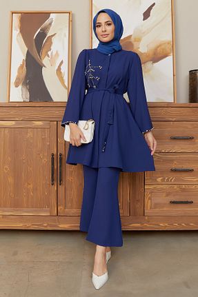 ست بالاتنه و پائین تنه حجاب سرمه ای زنانه رگولار VAVİNOR - کد 358488788