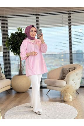 پیراهن حجاب صورتی زنانه رگولار ALANURMODA - کد 923242565