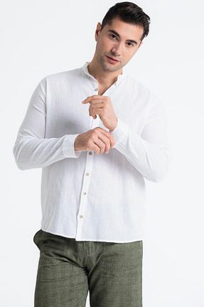 پیراهن سفید مردانه رگولار Eliş Şile Bezi - کد 683459059