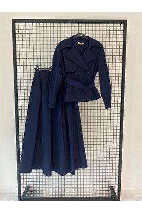 ست بالاتنه و پائین تنه سرمه ای زنانه Keten Görünümlü Armine TREND - کد 923102348