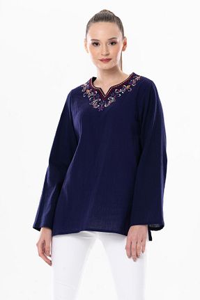 بلوز بنفش زنانه ساده Eliş Şile Bezi - کد 807255591