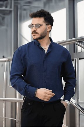 پیراهن سرمه ای مردانه یقه ایستاده Valiberta - کد 922952527