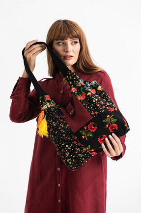 کیف ساحلی مشکی زنانه پارچه ای Eliş Şile Bezi - کد 375592792