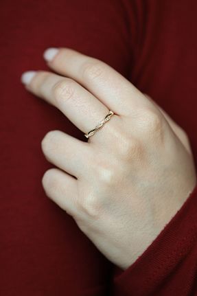 انگشتر طلا طلائی زنانه 8 عیار Diamond Line-Gülaylar - کد 902779562