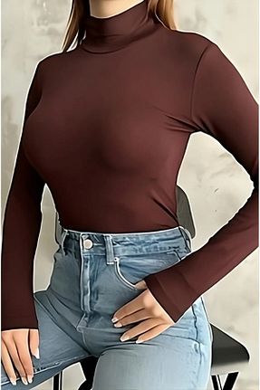 بادی قهوه ای زنانه یقه نیم ماهیگیر SUN STYLE - کد 923111228
