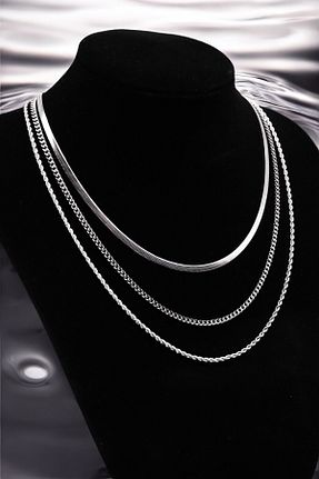 گردنبند استیل ( فولاد ) طوسی زنانه استیل (فولاد) HFKY - کد 917252388