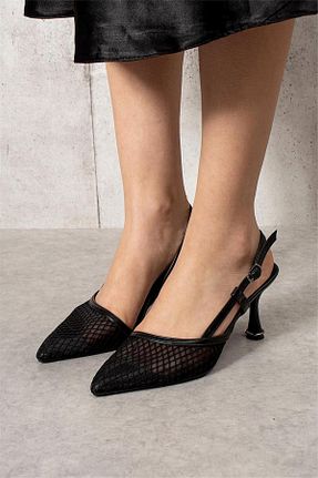 کفش پاشنه بلند کلاسیک مشکی زنانه پارچه ای Ayakkabı Fuarı - کد 923225025