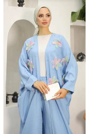ست بالاتنه و پائین تنه آبی زنانه بافتنی MEHRA - کد 923218304