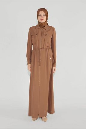 مانتو بلند حجاب قهوه ای زنانه Alvina - کد 869458107