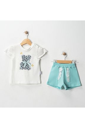 ست بالاتنه و پائین تنه فیروزه ای بچه گانه بافت Bulut Baby - کد 923212637