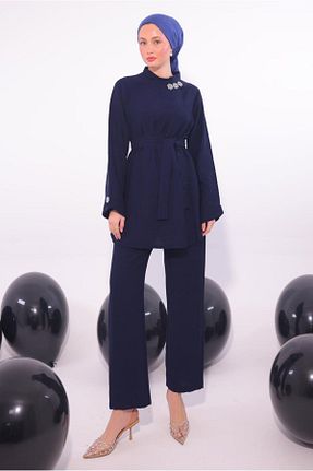 ست بالاتنه و پائین تنه حجاب سرمه ای زنانه رگولار TRENDTESETTÜR - کد 923220386