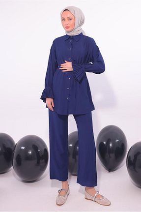 ست بالاتنه و پائین تنه حجاب سرمه ای زنانه رگولار TRENDTESETTÜR - کد 923226773