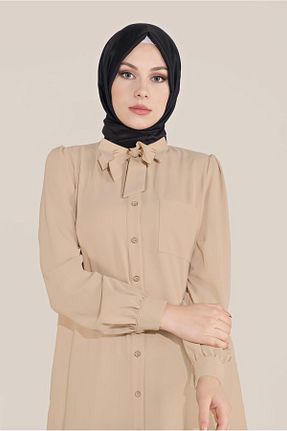 تونیک حجاب بژ زنانه مخلوط پلی استر Alvina - کد 872832872