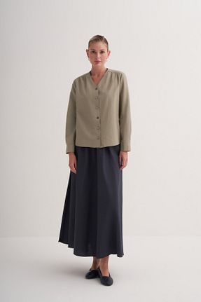 بلوز خاکی زنانه یقه هفت Zesyna - کد 923235640