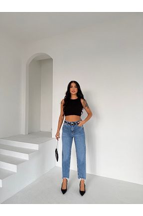 شلوار جین آبی زنانه پاچه کوتاه FioriModa - کد 923195602