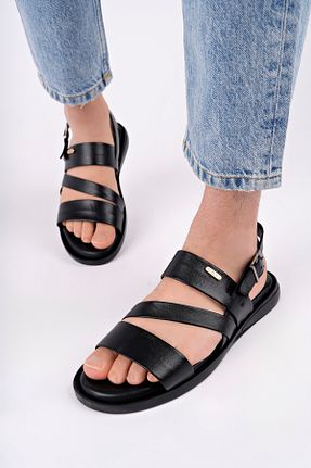 دمپائی مشکی مردانه چرم خالص Akgün Terlik - کد 923207926