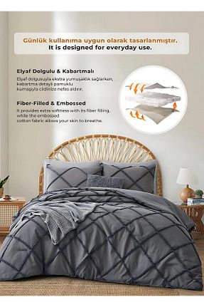 روتختی دونفره طوسی پنبه ای Evlen Home Collection - کد 923254689