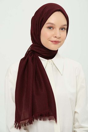 شال زرشکی زنانه Kesik Elyaf Madame Polo - کد 923263643