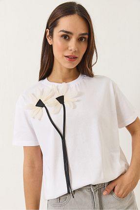 تیشرت سفید زنانه Straight Bianco Lucci - کد 923282415