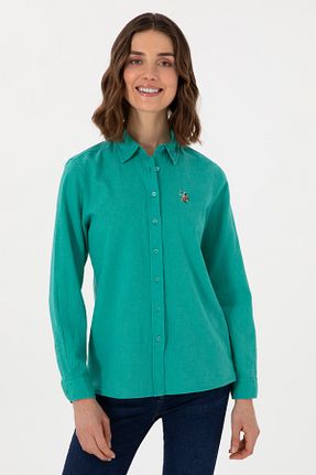 پیراهن فیروزه ای زنانه یقه پیراهنی U.S. Polo Assn. - کد 923313343