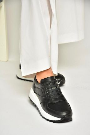 کفش اسنیکر مشکی زنانه چرم اصل Fox Shoes - کد 923370309
