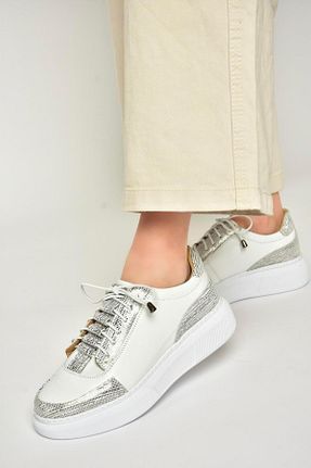 کفش اسنیکر سفید زنانه چرم اصل Fox Shoes - کد 923370535