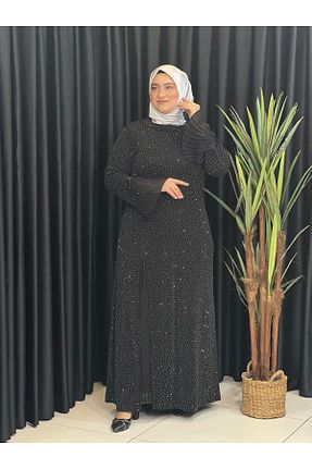 لباس مجلسی حجاب مشکی زنانه یقه دوچرخه Butik büyük beden - کد 923378799