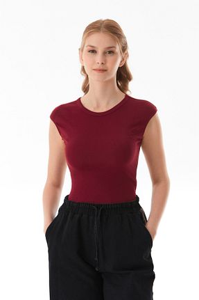 بادی زرشکی زنانه یقه دوچرخه Fullamoda - کد 923394865
