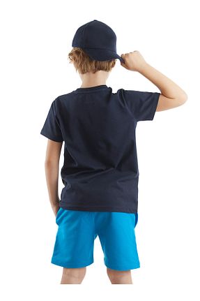 ست بالاتنه و پائین تنه آبی بچه گانه بافتنی Denokids - کد 637327119