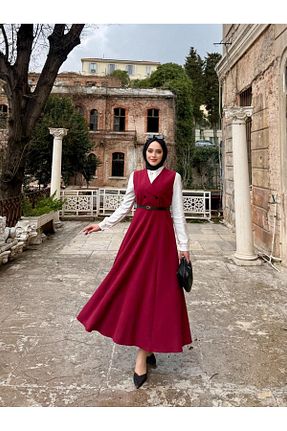 لباس زرشکی زنانه بافتنی Molly Nelly - کد 921521604