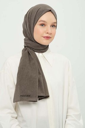 شال خاکی زنانه پنبه پلی استر Madame Polo - کد 923421356