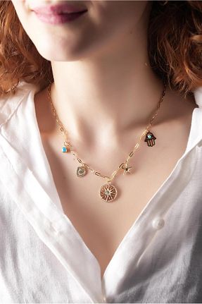 گردنبند استیل ( فولاد ) طلائی زنانه استیل (فولاد) Çlk Accessories - کد 923448598