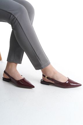 صندل زرشکی زنانه پاشنه تخت Liza Shoes - کد 923450693