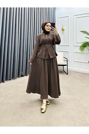 ست بالاتنه و پائین تنه قهوه ای زنانه بافتنی Molly Nelly - کد 923448189