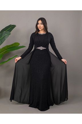 لباس مجلسی حجاب مشکی زنانه یقه ایستاده Efelif - کد 924187420