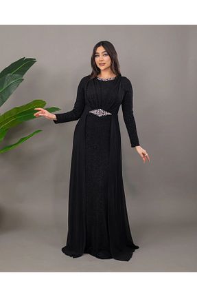 لباس مجلسی حجاب مشکی زنانه یقه ایستاده Efelif - کد 924187420