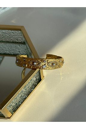 دستبند استیل (فولاد) زرد زنانه استیل ضد زنگ Nour Co - کد 923484854