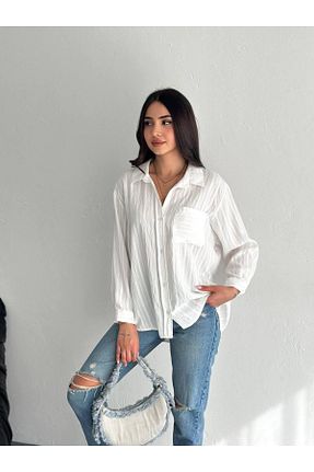 پیراهن سفید زنانه اورسایز Yeys - کد 923490221