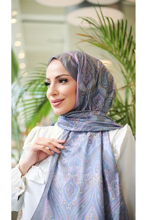 روسری طوسی پلی استر efdal şal eşarp - کد 857607042