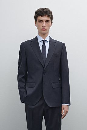 کت بلیزر آبی مردانه پشم Massimo Dutti - کد 923489091