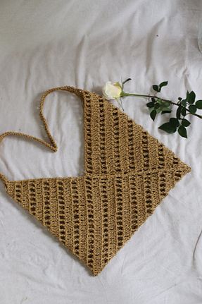 کیف دوشی قهوه ای زنانه حصیر Butik - کد 923490053