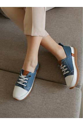 کفش کژوال آبی زنانه چرم خالص EREN SHOES BAG - کد 923527807