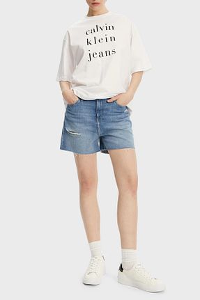 شلوارک و برمودا آبی زنانه مام فیت Calvin Klein - کد 924200867