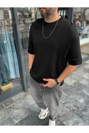 تیشرت مشکی مردانه اورسایز BYBASICMAN - کد 922906977