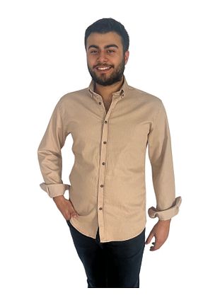 پیراهن بژ مردانه اسلیم OBOYBEYCOLLECTİON - کد 923629786