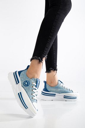 کفش اسنیکر آبی زنانه بند دار SUİNS SHOES - کد 923658060
