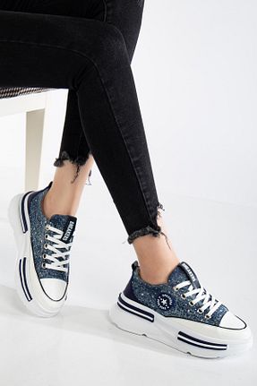 کفش اسنیکر سرمه ای زنانه بند دار SUİNS SHOES - کد 923658055