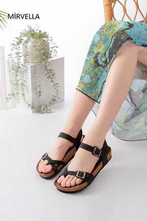 صندل مشکی زنانه پاشنه تخت mirvella - کد 923682374